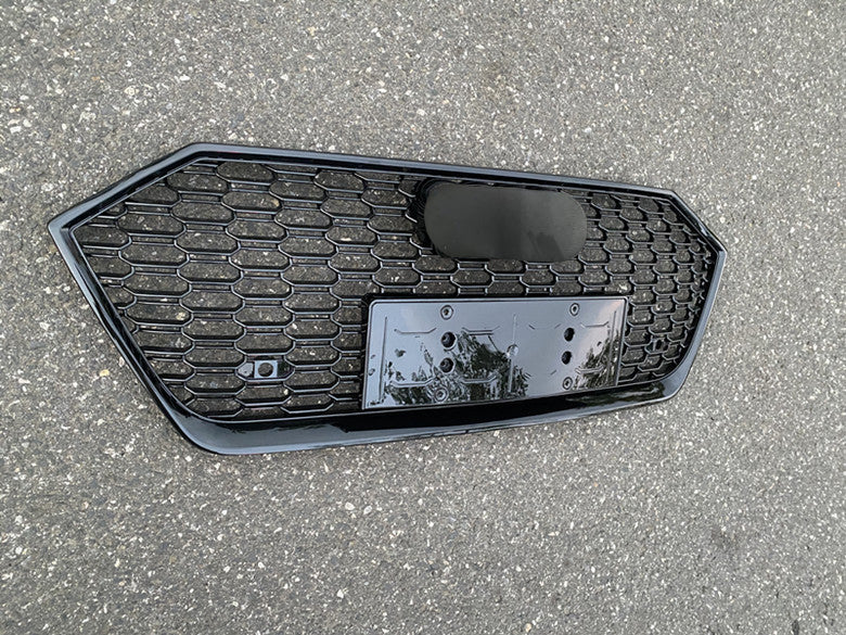 Front Bumper Grille Fit for AD A7/A7L/S7 2019-2024 Mesh Honeycomb Grille Gloss Black