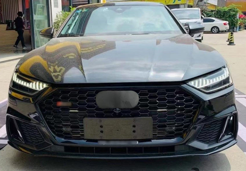 Front Bumper Grille Fit for AD A7/A7L/S7 2019-2024 Mesh Honeycomb Grille Gloss Black