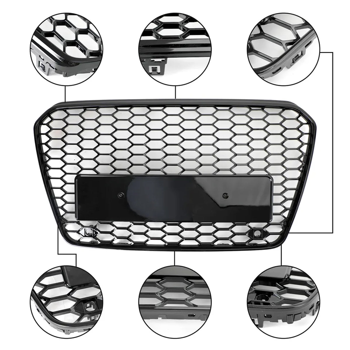 Bumper Grille Fit for A D A5 2013-2016 Honeycomb Grille with Gloss Black Body No Emblem