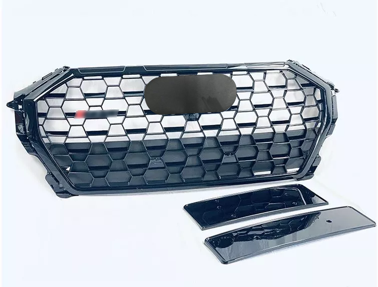 Front Bumper Grille Fit for AD Q3 SQ3 2019-2023 Mesh Honeycomb Bumper grille Gloss Black