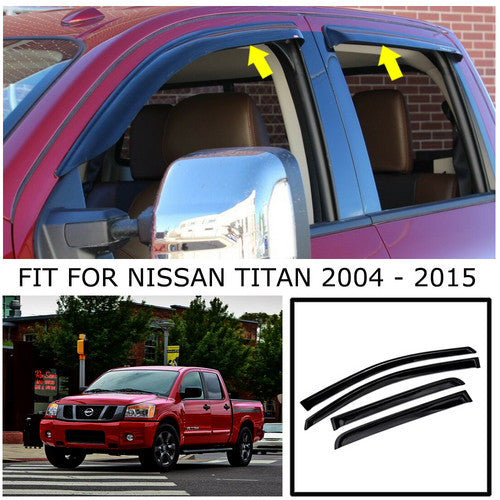 Fit 2004-2014 2015 Nissan Titan Crew Cab Window Visors Vent Rain Deflector