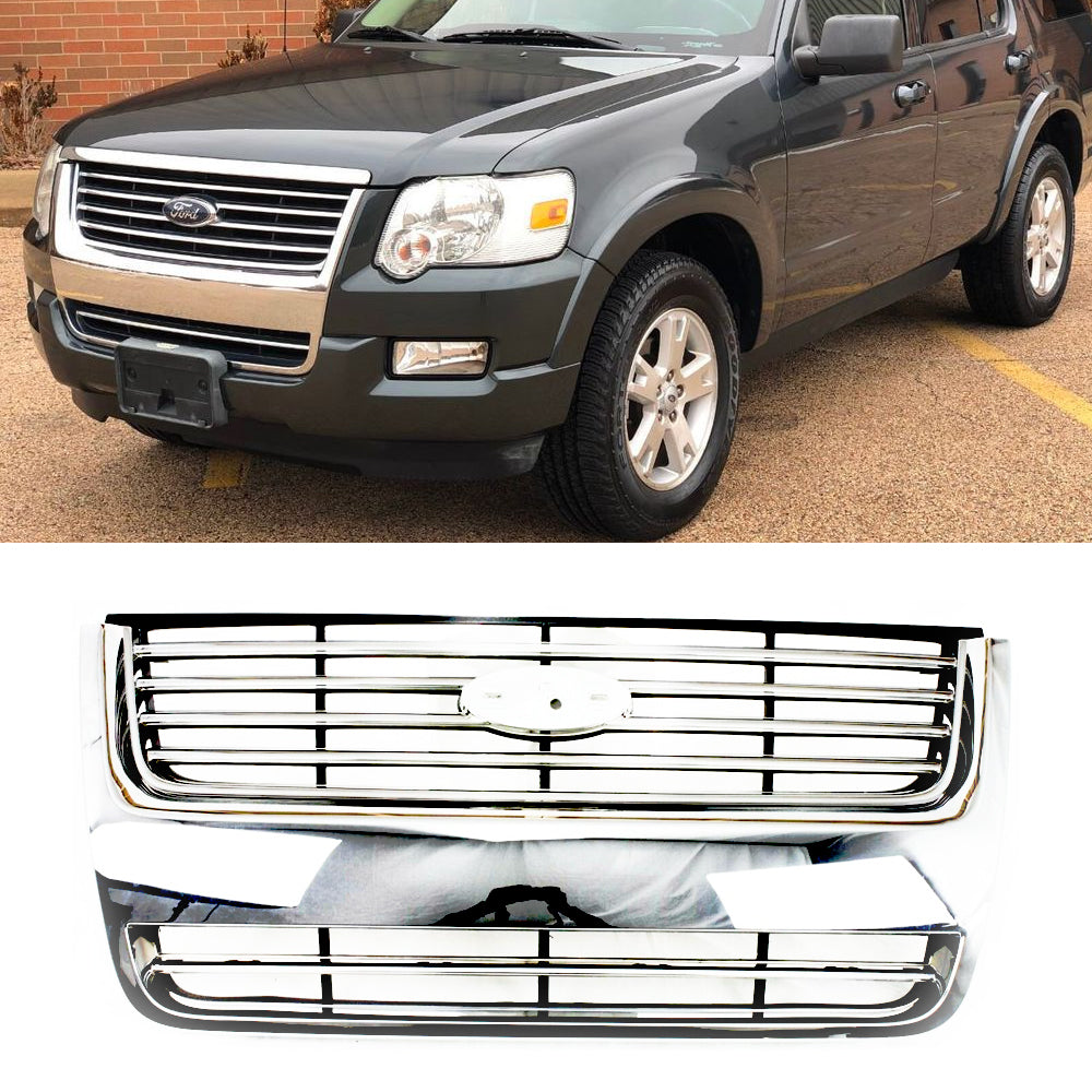 Front Bumper Chrome Grille For 2006 2007 2008 2009 2010 Ford Explorer