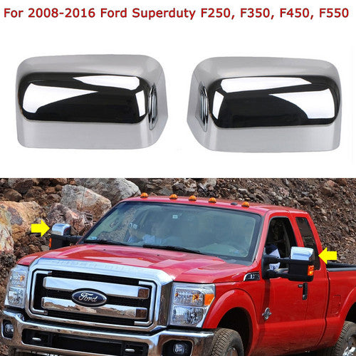 Fits 2008-2016 FORD Superduty F250 F350 F450 F550 Chrome Top Half Mirror Covers