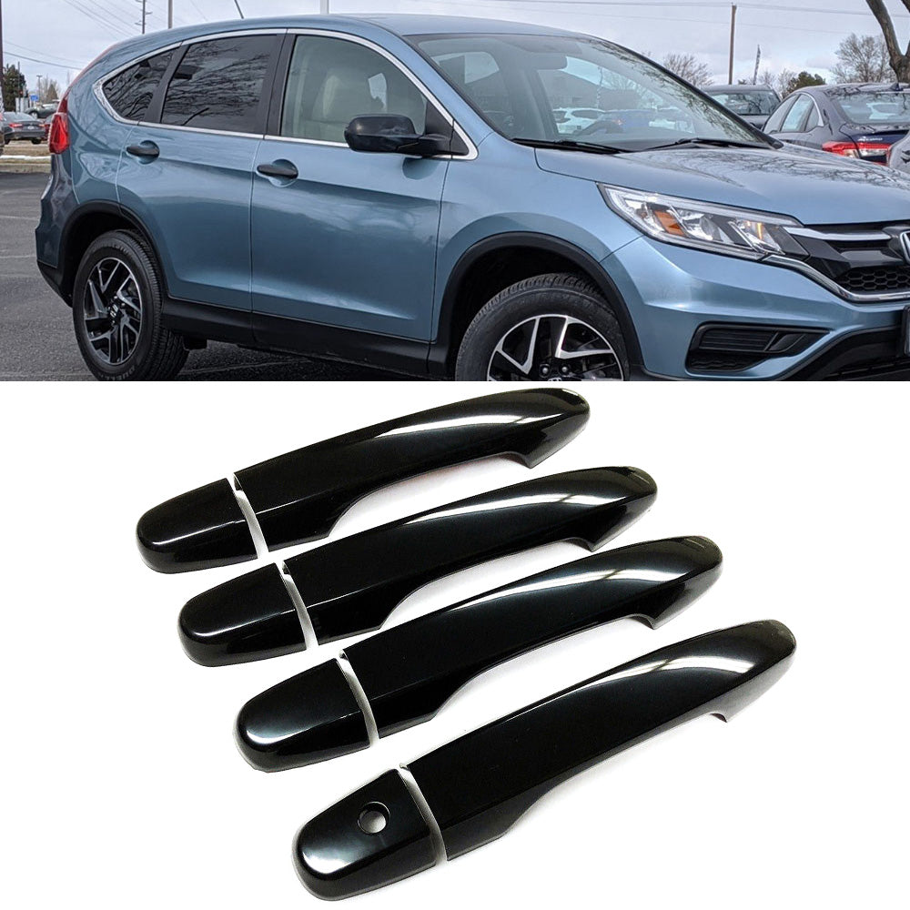 Fit 2012-2015 2016 Honda CR-V Glossy Black Door Handle Cover Covers Trim Set