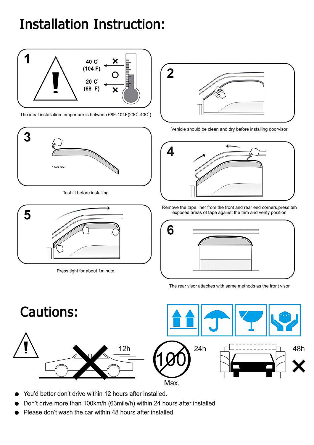 For 1996-2002 Toyota 4 Runner N180 Smoke Window Visor Sun Wind/Rain Deflector