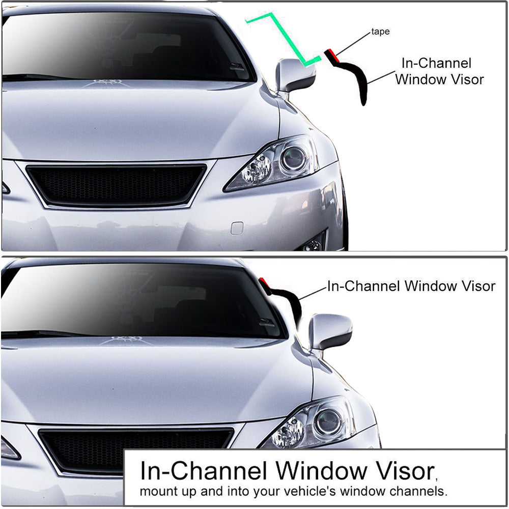 Window Visor For 2015-2018 Chevrolet Silverado Crew Cab In-Channel W/2pcs Hooks