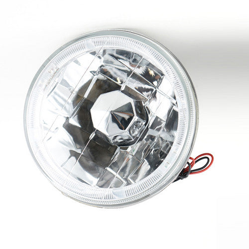5-3/4" Inch Chrome Round Clear Lens White Halo Headlights Conversion Head Lamps