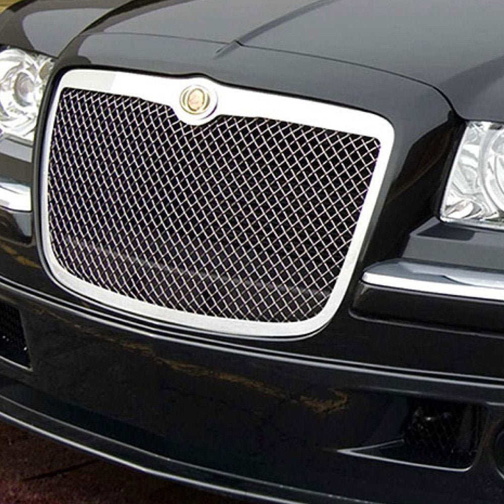 Hood Grille For 2005-2010 Chrysler 300 300C Chrome Front Bumper Mesh Grill