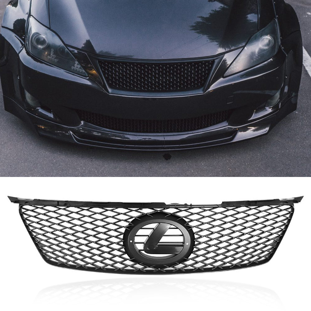 For 06-08 Lexus IS250 350 IS-F Style Front Bumper Hood Mesh Grille Grill Black
