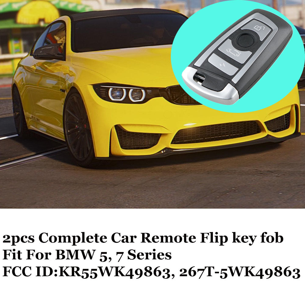 2pcs New Keyless Entry Remote Key Fob Replacement For KR55WK49863 BMW 5 7 Series