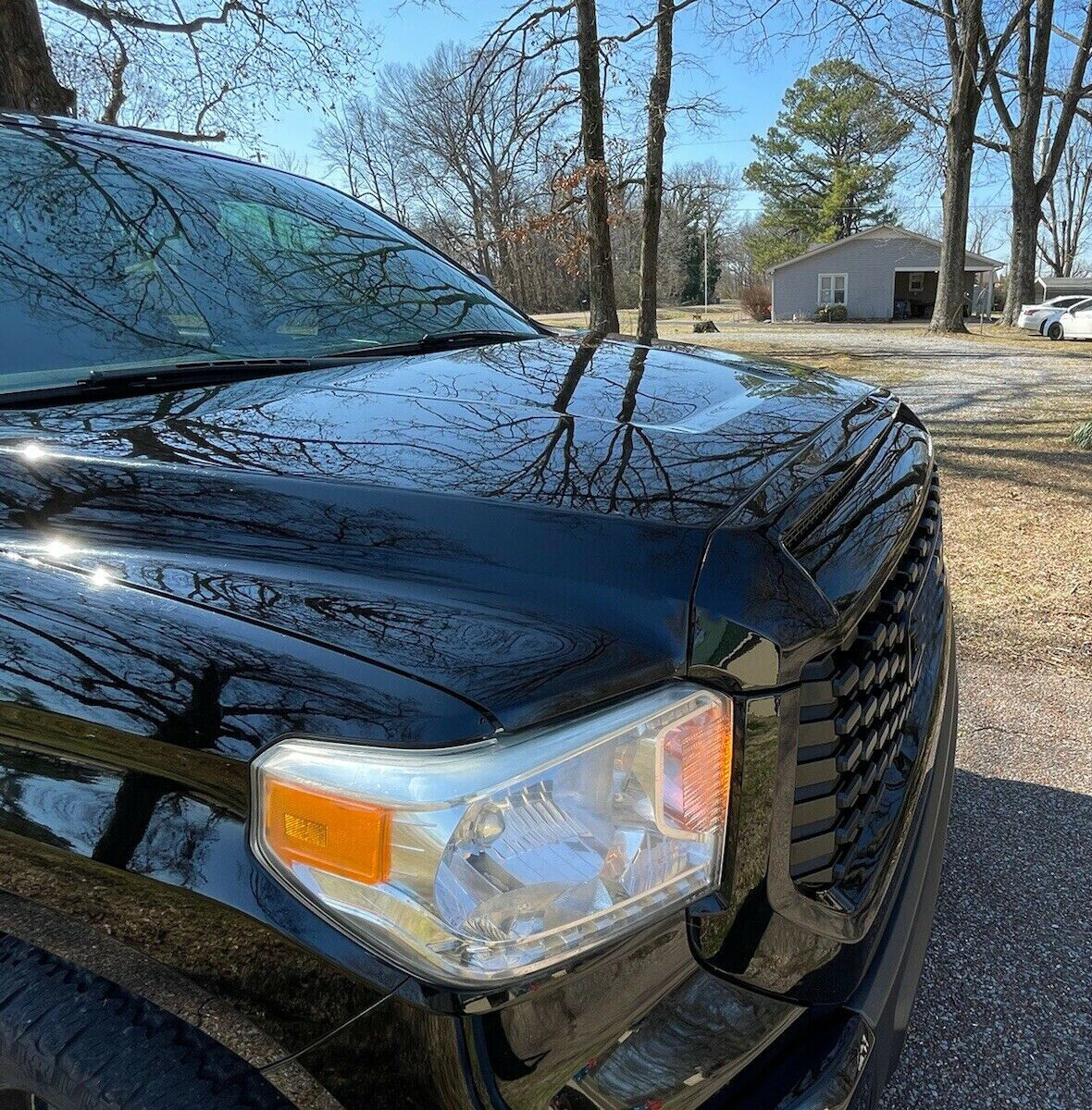 For 14-21 Toyota Tundra Platinum Style Upper Grille Hood Bulge Scoop Gloss Black