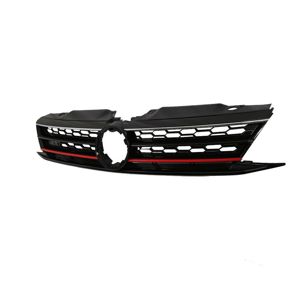 Fits 2015-2017 Volkswagen Jetta Front Upper Grille Red Trim Honeycomb Grill