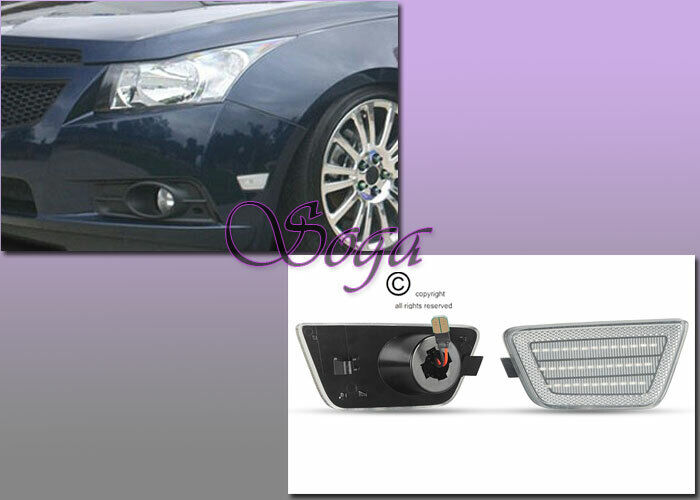 FOR 2011-2015 CHEVROLET CRUZE CLEAR SMD 3 LINES LED SIDE MARKER SIGNAL LAMPS NEW