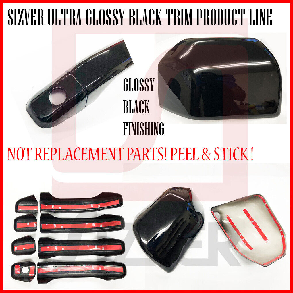For 2002-2010 Ford Explorer+Sport Trac 8pcs Glossy Black Handle Covers w/ Bezels