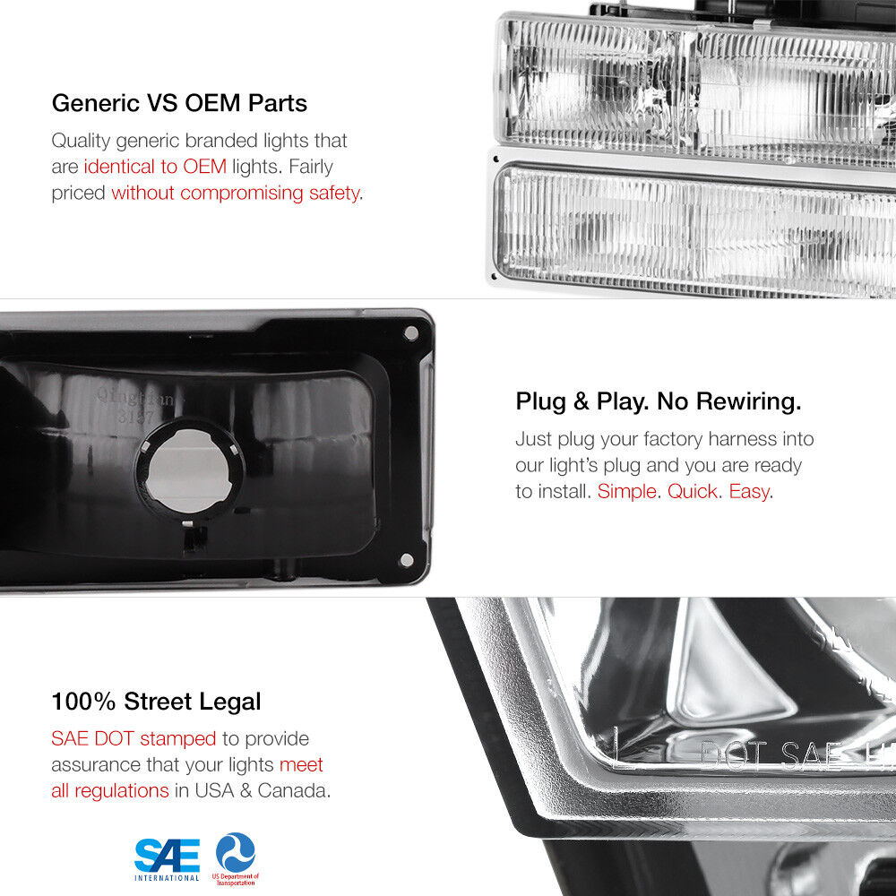 for 1994-1998 Chevy C10 C/K Suburban Tahoe Bumper Headlight Corner Signal Lamp