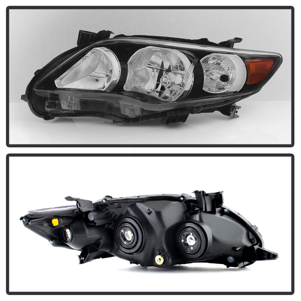 For 2011 2012 2013 Toyota Corolla Black Headlights lamps Replacement Left+Right