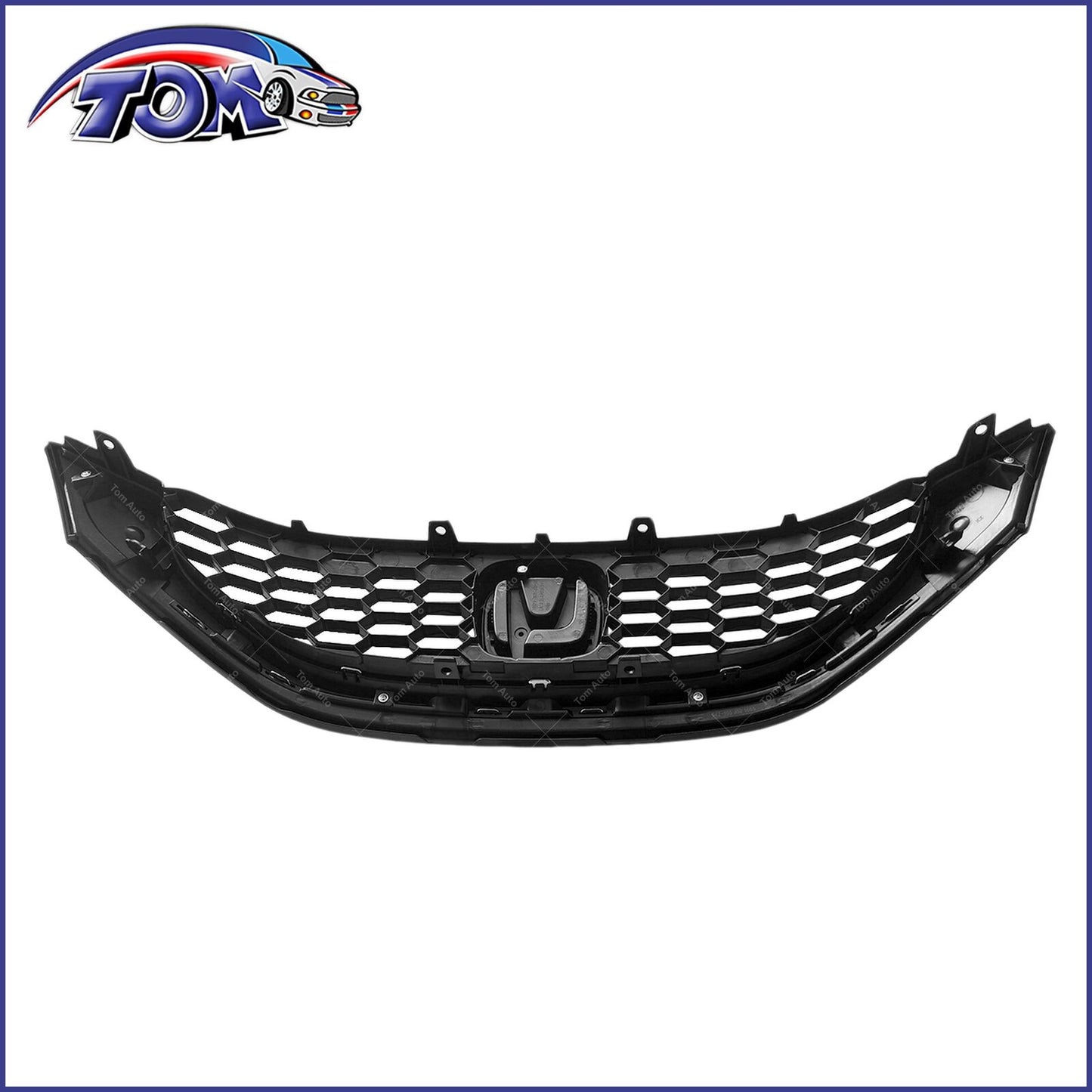 Front Upper Black Grill Grille Assembly for 2013-2015 Honda Civic 4dr Sedan