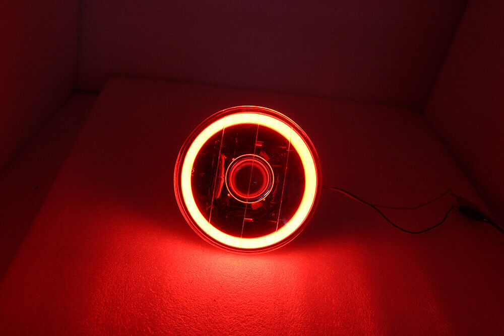 5" Inch Round LED Red Halo Black Lens Projector Headlights Angel Eye