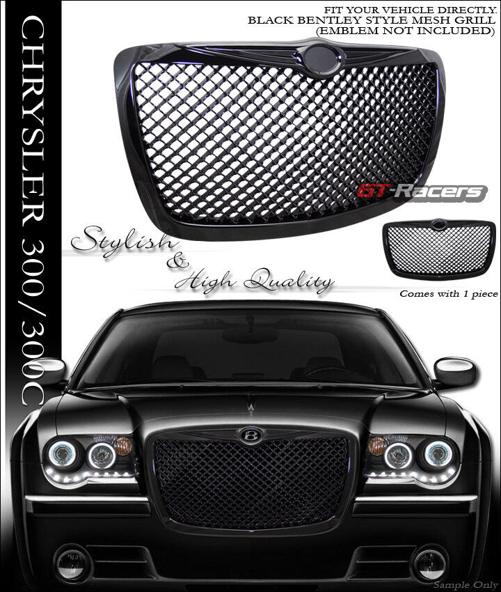 For 2004/2005-2010 Chrysler 300 300C Black Mesh Front Hood Bumper Grill Grille
