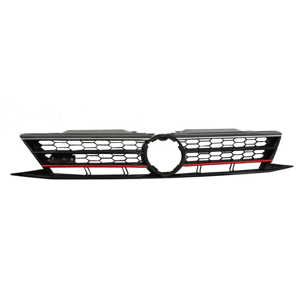Fits 2015-2017 Volkswagen Jetta Front Upper Grille Red Trim Honeycomb Grill