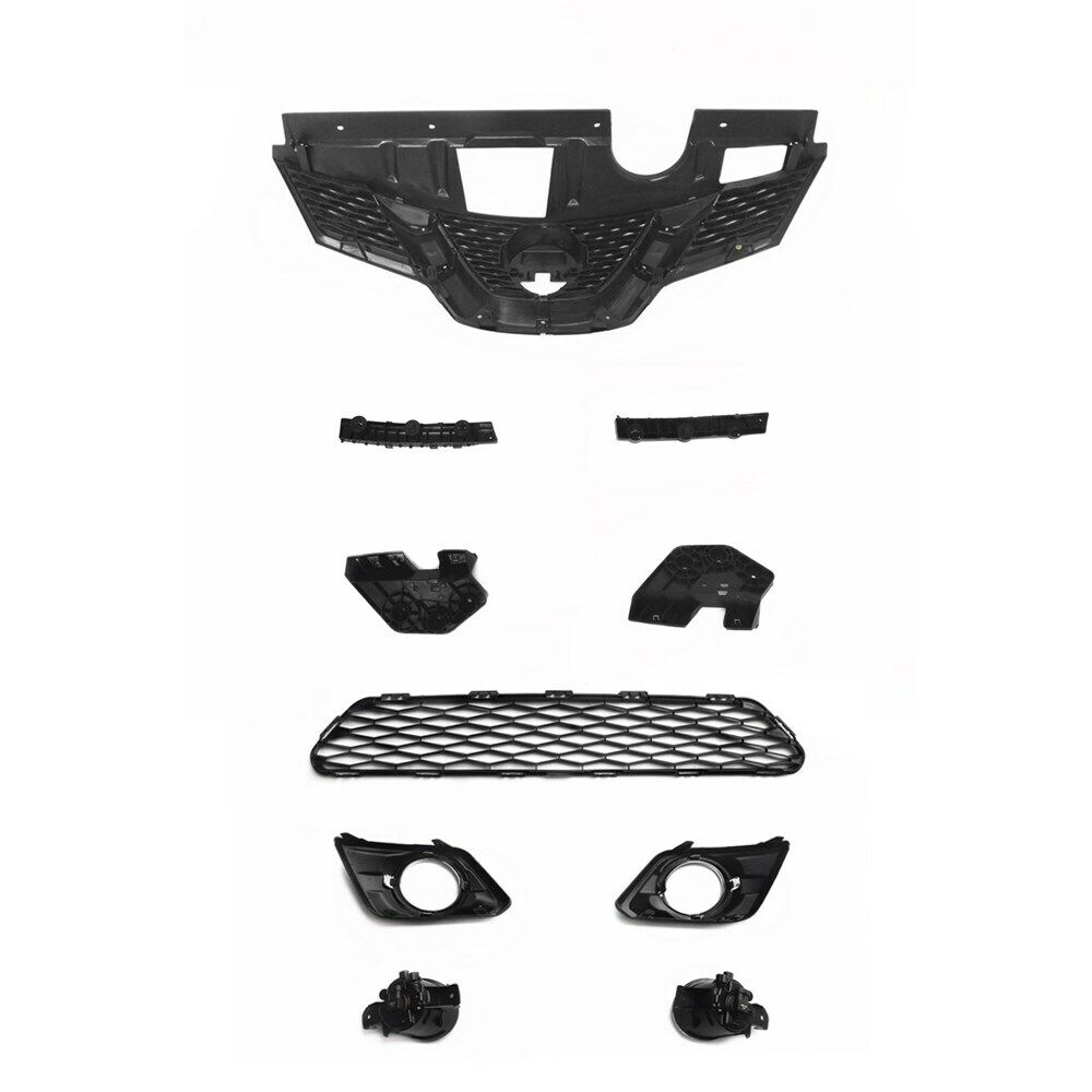 10PC For ROGUE 2014-2016 Front Bumper Brackets + Upper & Lower Grille + Fog lamp