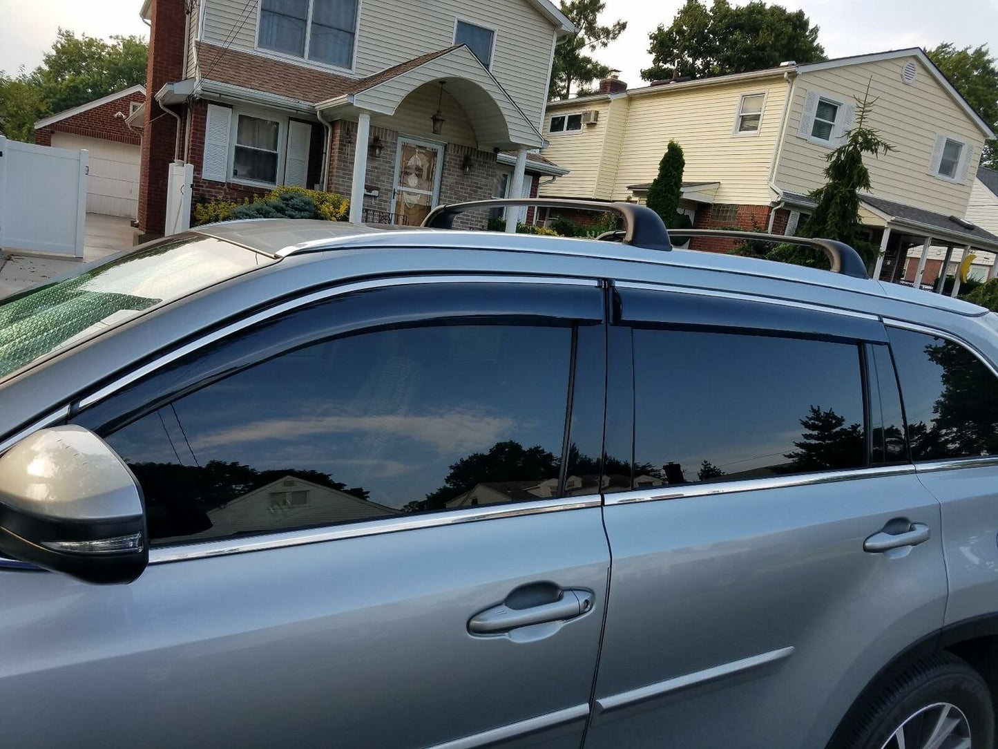 For 2014-2019 Toyota Highlander Window Visor Rain Guard Wind Deflectors Chrome