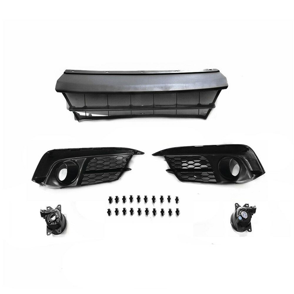 5PC For 2016-2018 CIVIC Sedan Front Bumper Lower Grille & Fog lights Kit