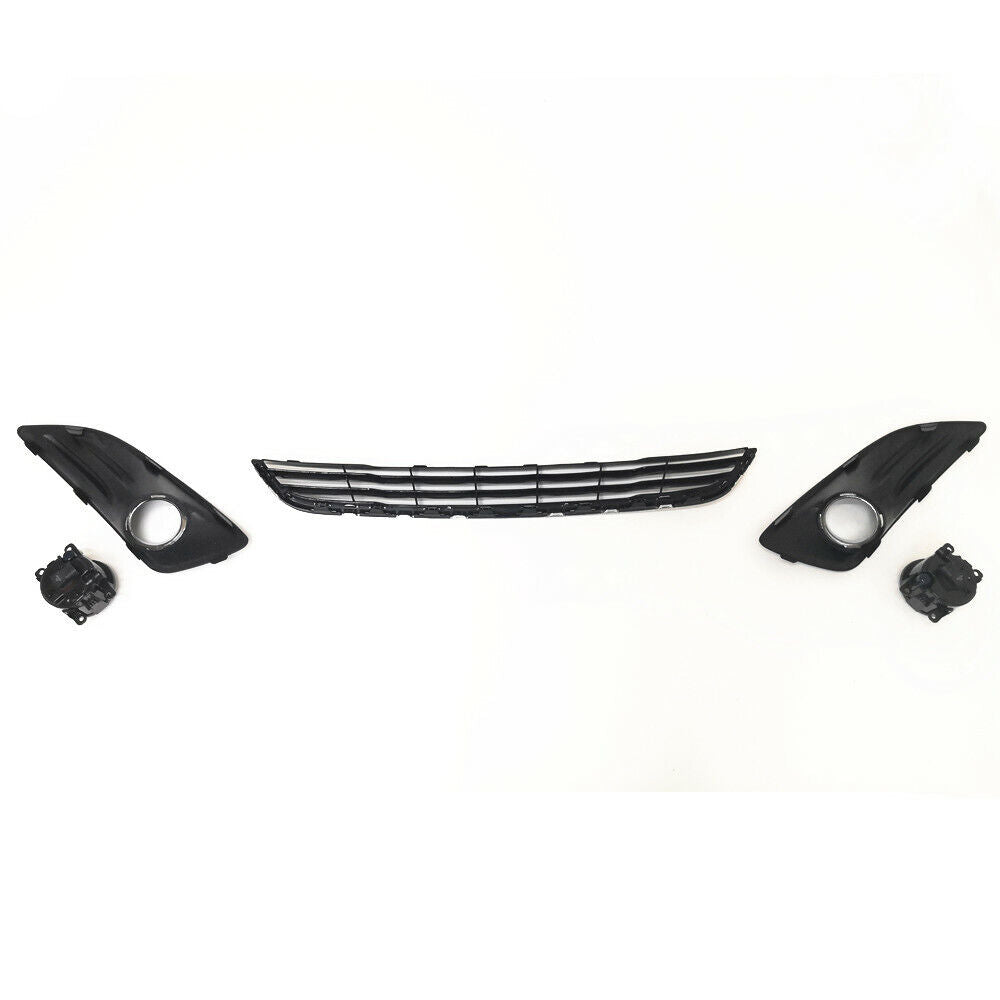 Matte Black 5PCS For FIESTA 2014-2019 Bumper Lower Grill Mesh & Fog lights Bezel