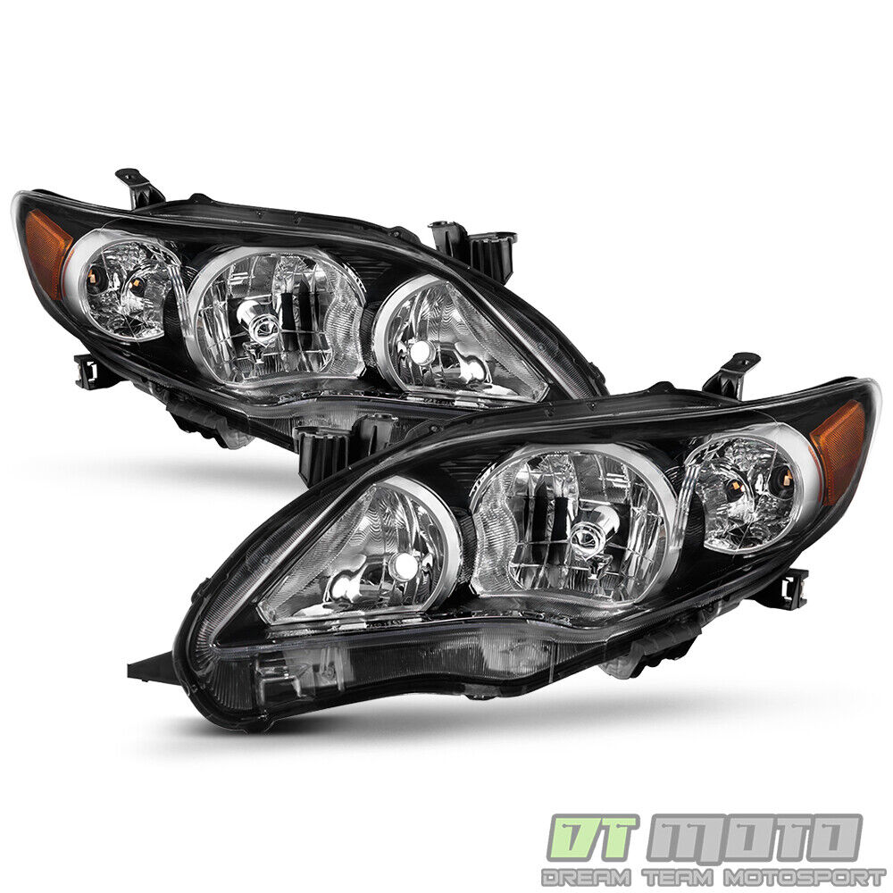 For 2011 2012 2013 Toyota Corolla Black Headlights lamps Replacement Left+Right