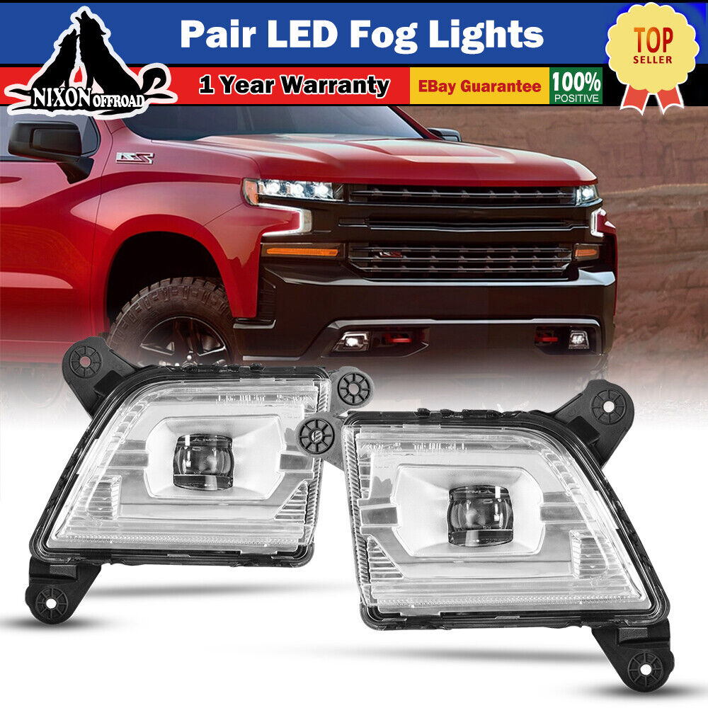 For 2019 2020 2021 2022 Chevy Silverado 1500 2500 LED Fog Lights Lamps Pair