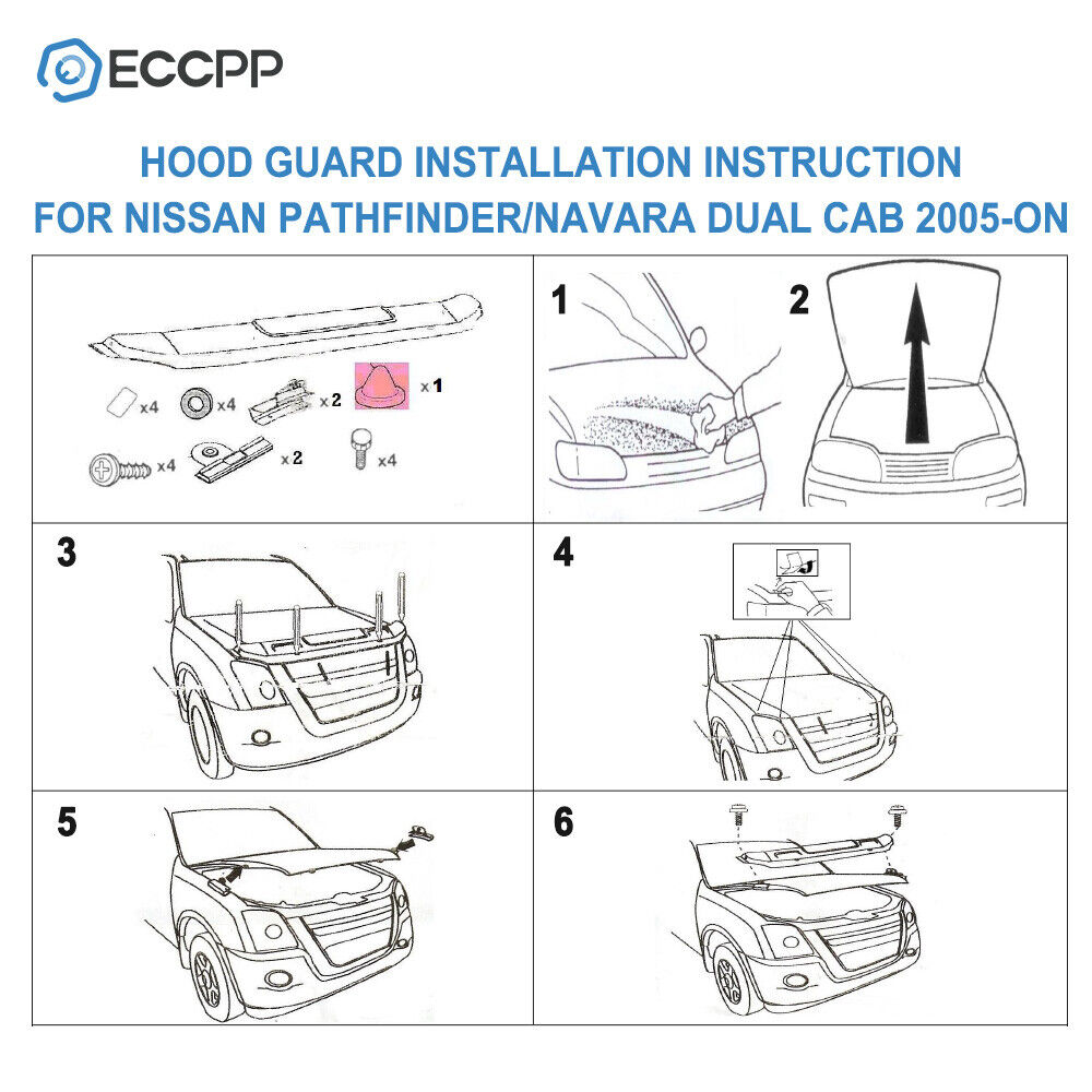 1PCS Fits 2005-2018 Nissan Frontier Front Bug Shield Hood Deflector Stone Guard