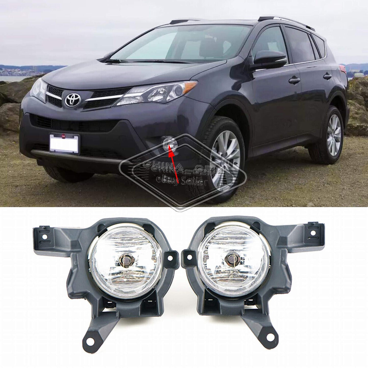 For 2013 TOYOTA RAV4 Bumper Clear Fog Lights Driving Lamps w/Switch&Wiring Kit