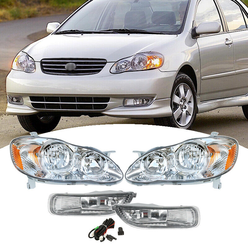 For 2003-2004 Toyota Corolla LE CE Front Bumper Headlights Fog Lights Lamps 4PCS