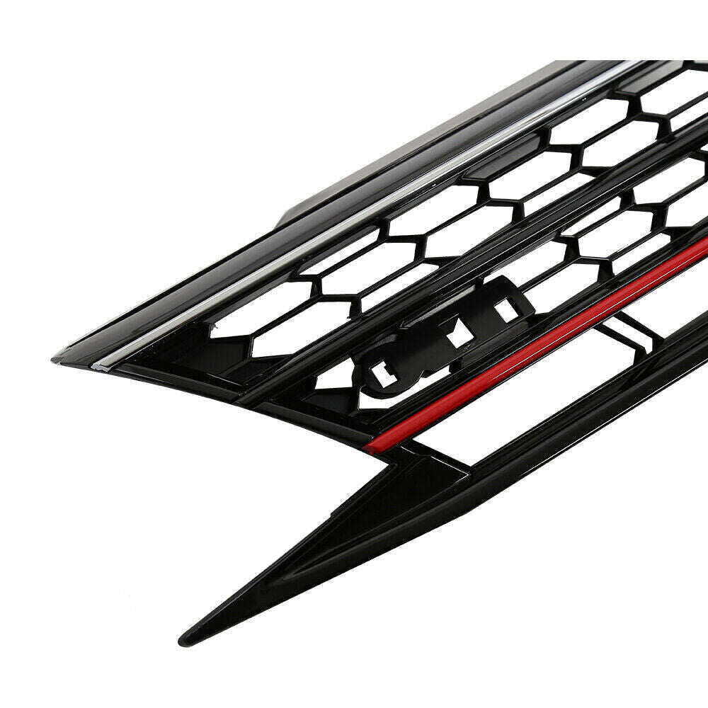 Fits 2015-2017 Volkswagen Jetta Front Upper Grille Red Trim Honeycomb Grill