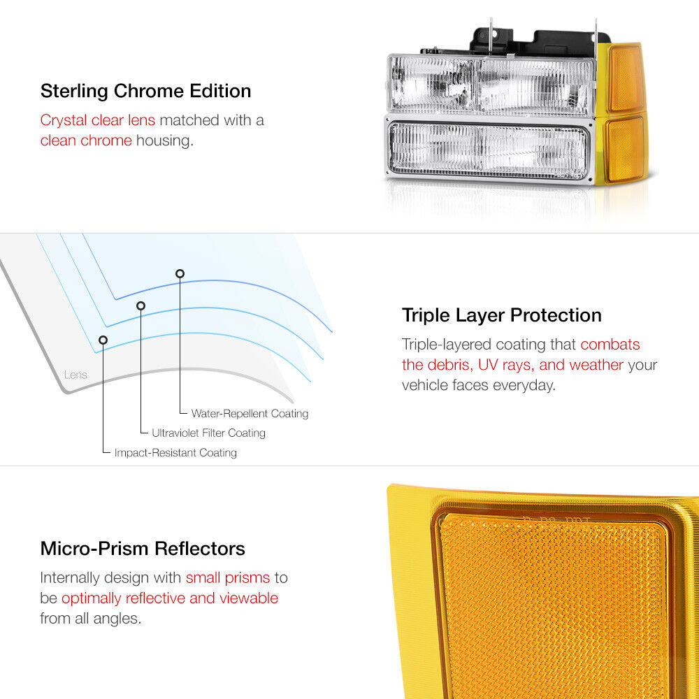 for 1994-1998 Chevy C10 C/K Suburban Tahoe Bumper Headlight Corner Signal Lamp