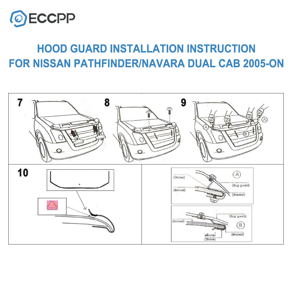 1PCS Fits 2005-2018 Nissan Frontier Front Bug Shield Hood Deflector Stone Guard