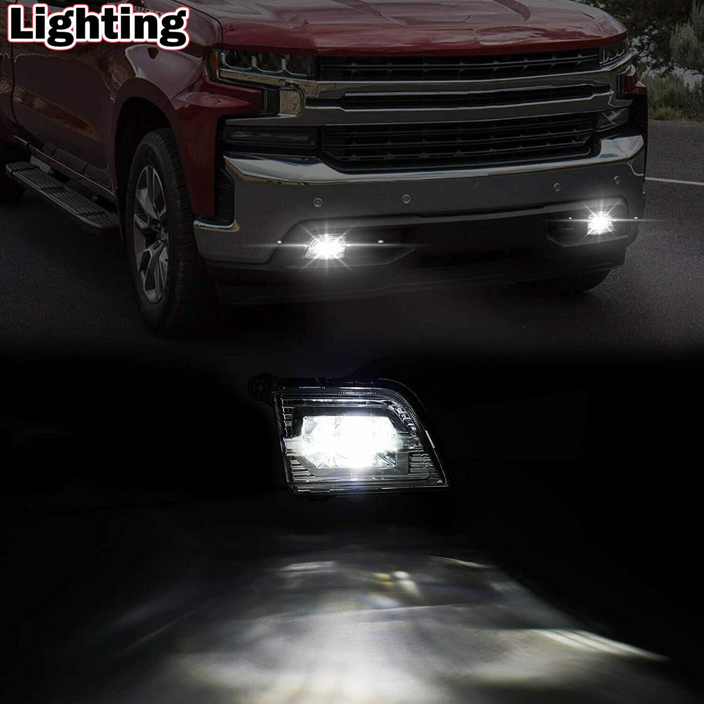 For 2019 2020 2021 2022 Chevy Silverado 1500 2500 LED Fog Lights Lamps Pair