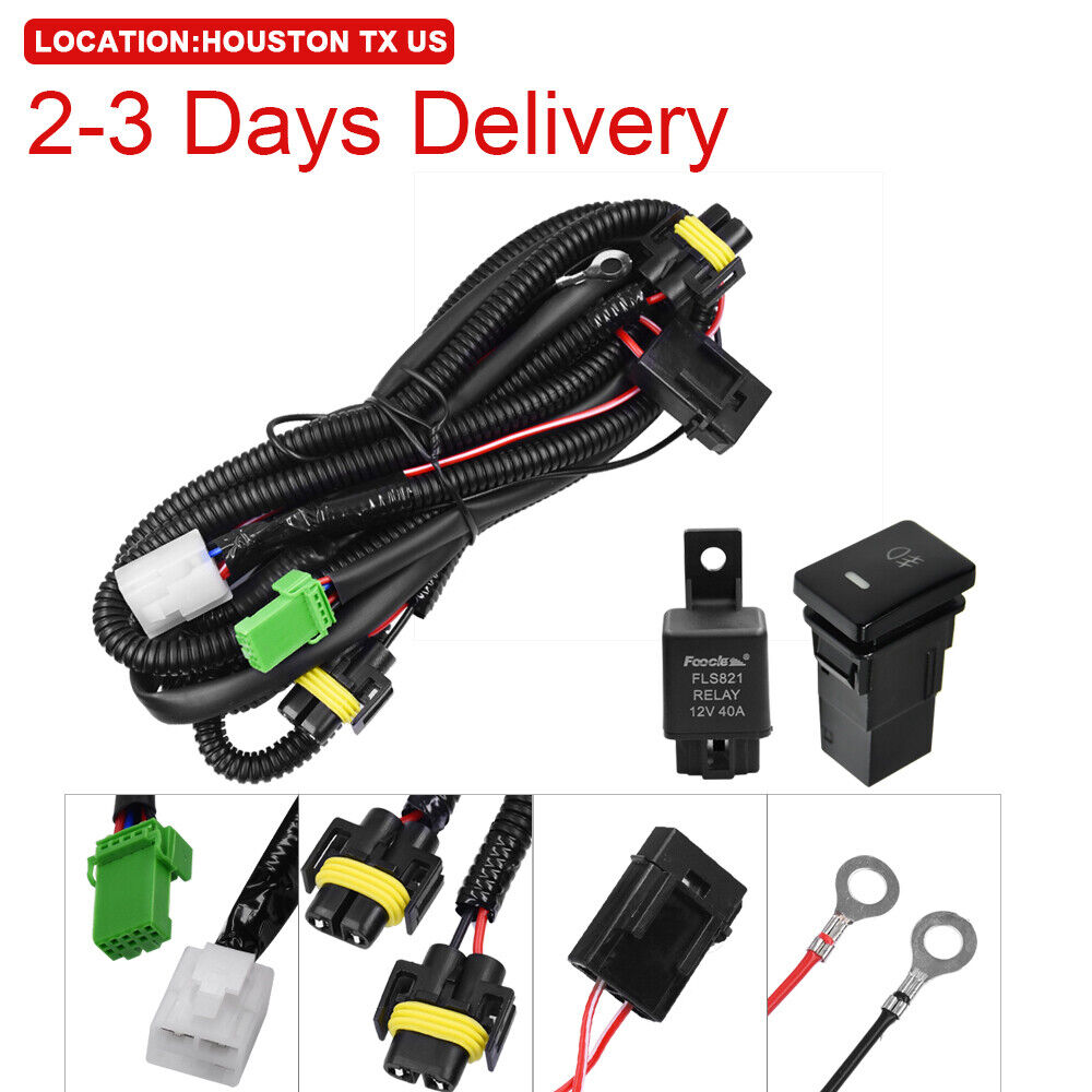 US Location Fog Light Wiring Harness Switch Kit 12V Fit Toyota Peugeot