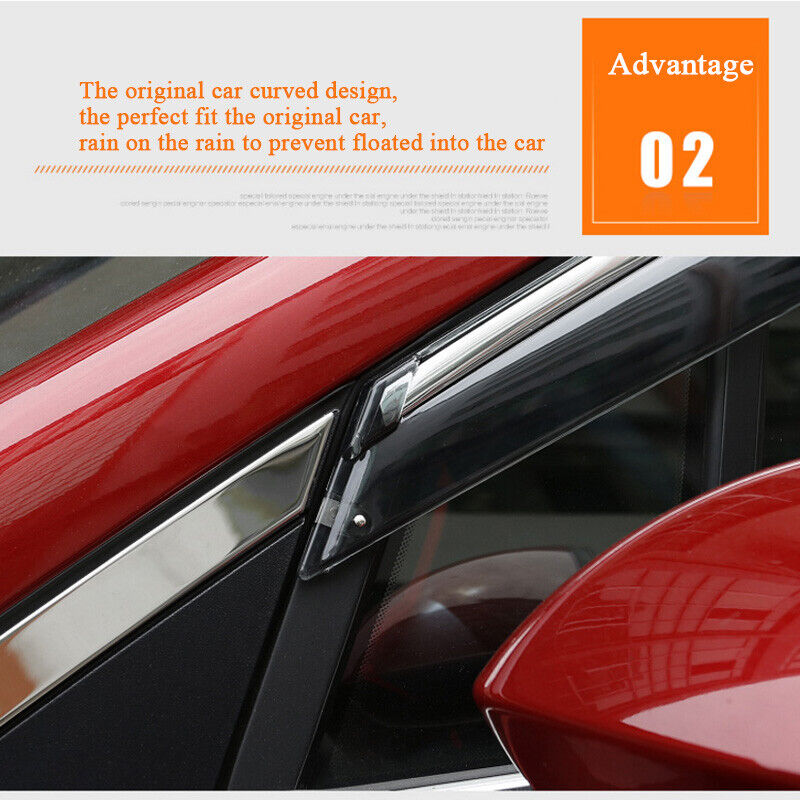 For 2014-2019 Toyota Highlander Window Visor Rain Guard Wind Deflectors Chrome