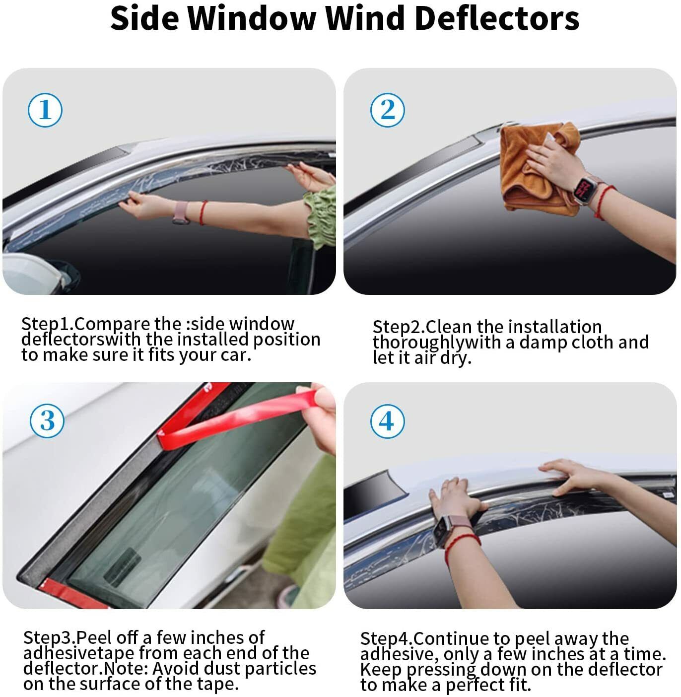 For Dodge Ram 1500 2500 3500 Crew Cab 2009-2018 Window Visors Sun Rain Deflector
