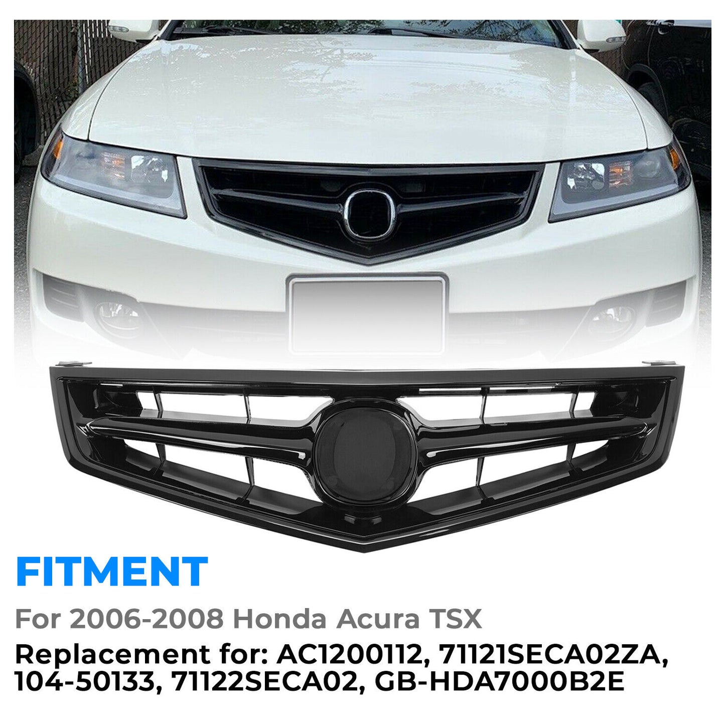 Front Grill Grille W/Black Molding FOR 2006-2008 Acura TSX Replace for AC1200112