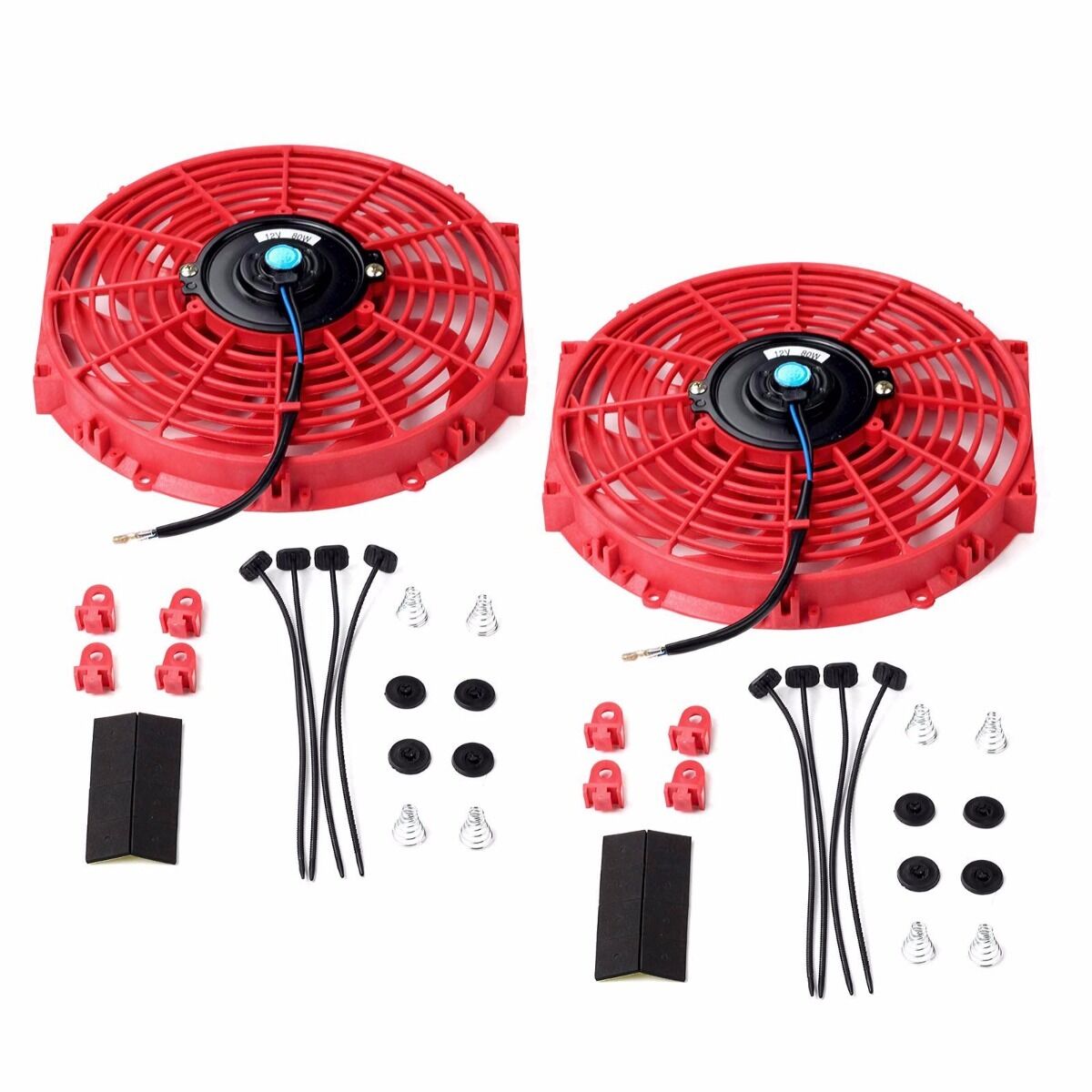 2X 12 inch Universal Slim Fan Push Pull Electric Radiator Cooling 12V Mount Kit