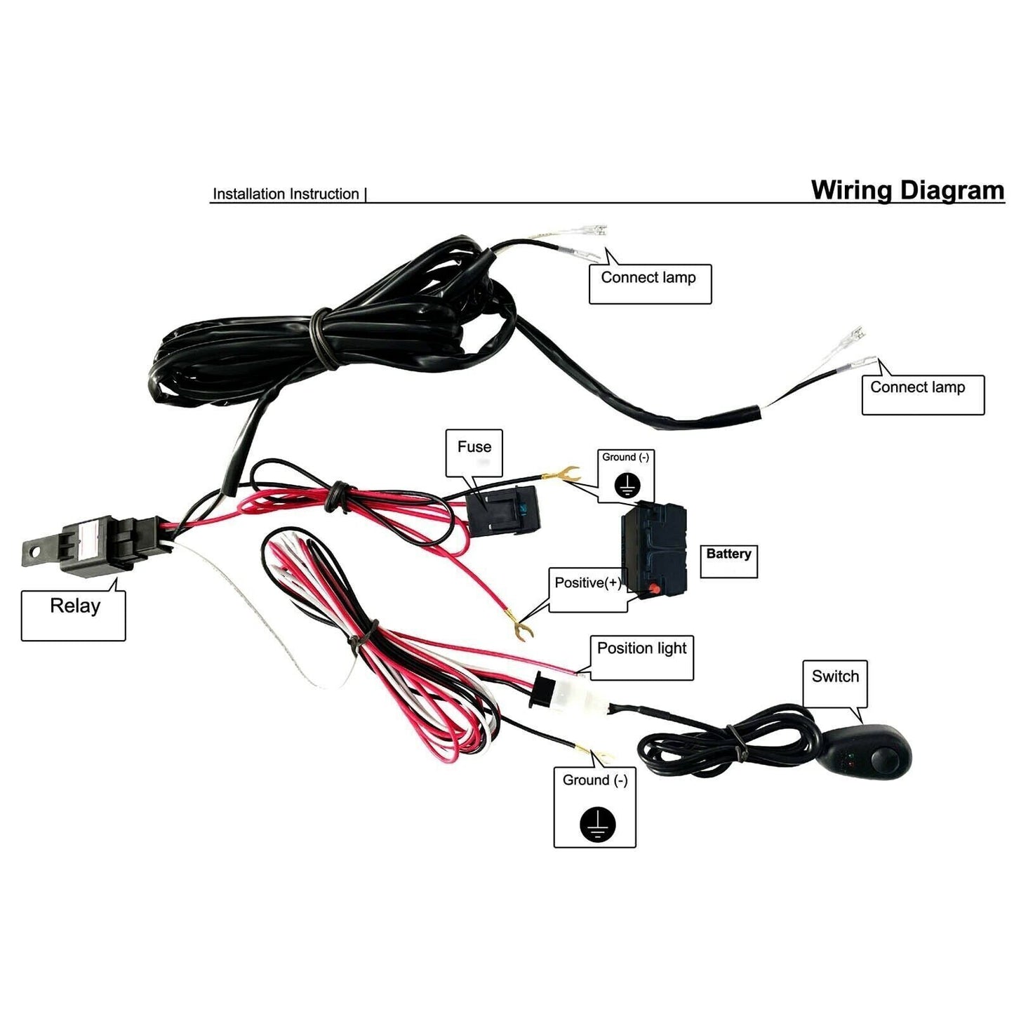 LED Front Bumper Fog Light Lamp Wiring Kits For 2019-2023 Ram 2500 3500