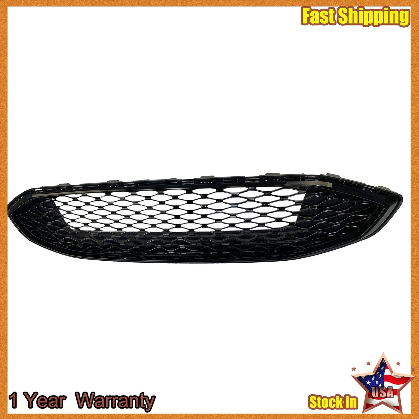 Front Bumper Glossy Black Honeycomb Mesh Grille For 2017-2018 Ford Fusion