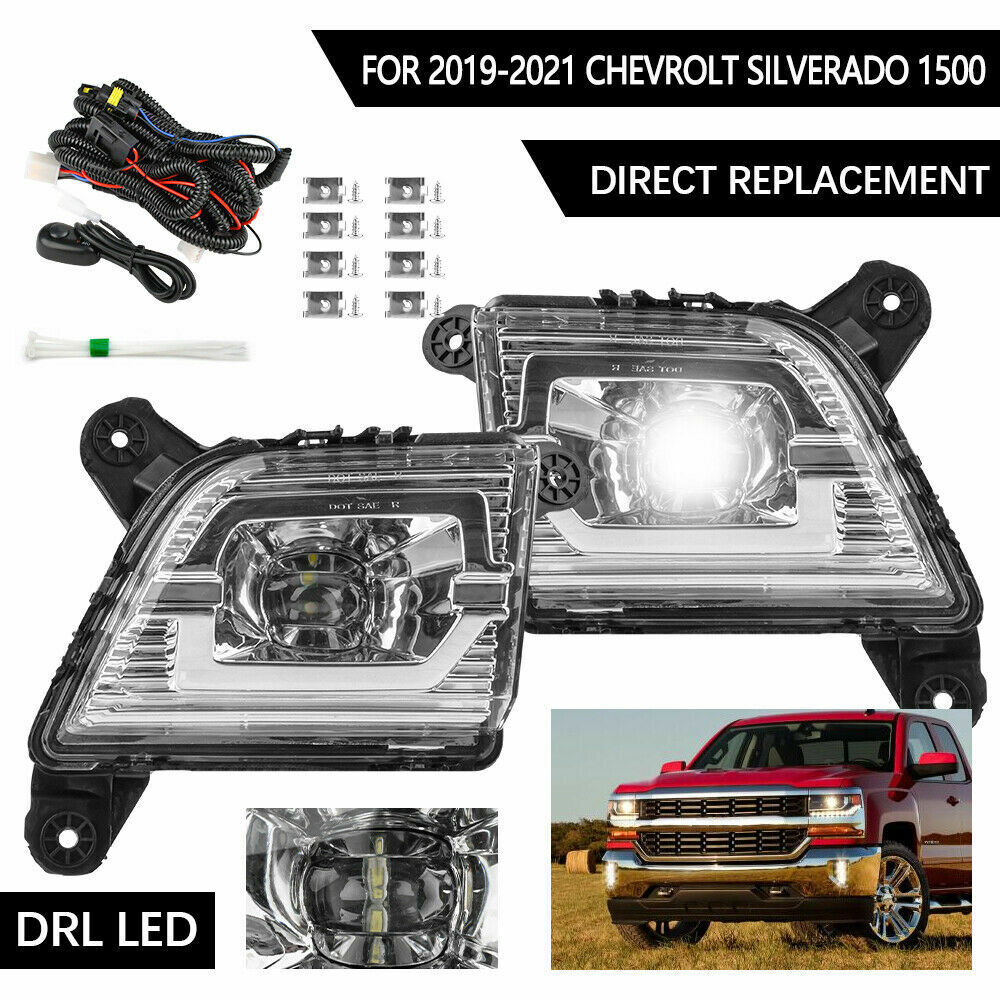 For 2019 2020 2021 2022 Chevy Silverado 1500 2500 LED Fog Lights Lamps Pair