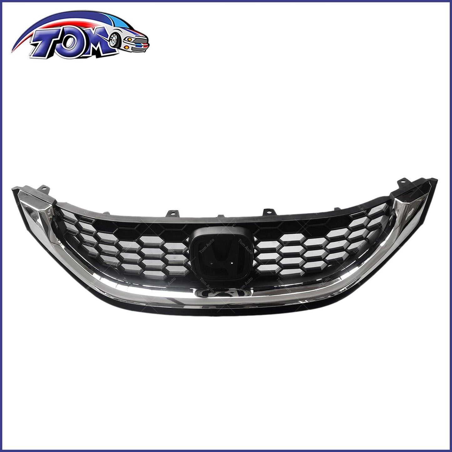 Front Upper Black Grill Grille Assembly for 2013-2015 Honda Civic 4dr Sedan
