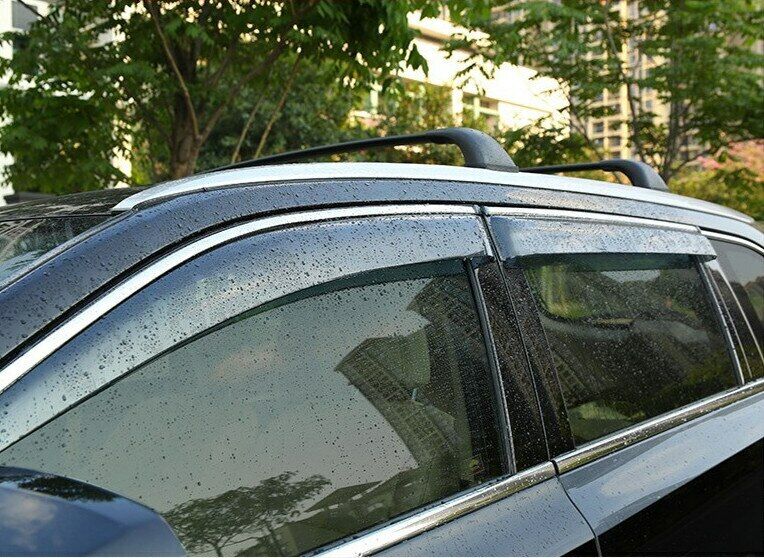 For 2014-2019 Toyota Highlander Window Visor Rain Guard Wind Deflectors Chrome