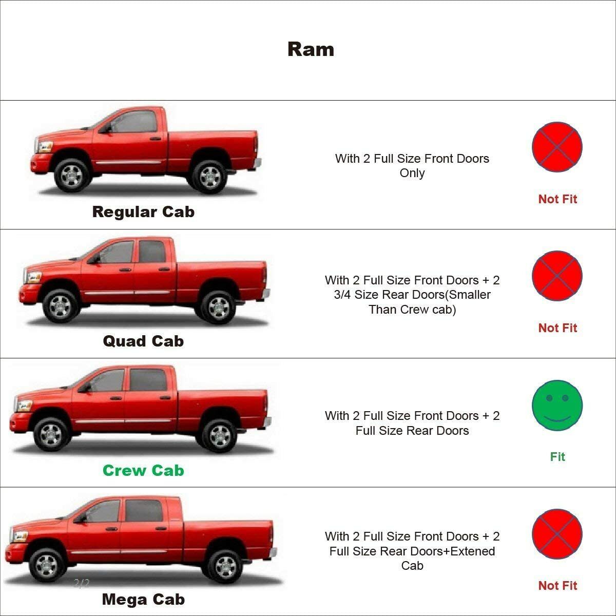 For Dodge Ram 1500 2500 3500 Crew Cab 2009-2018 Window Visors Sun Rain Deflector