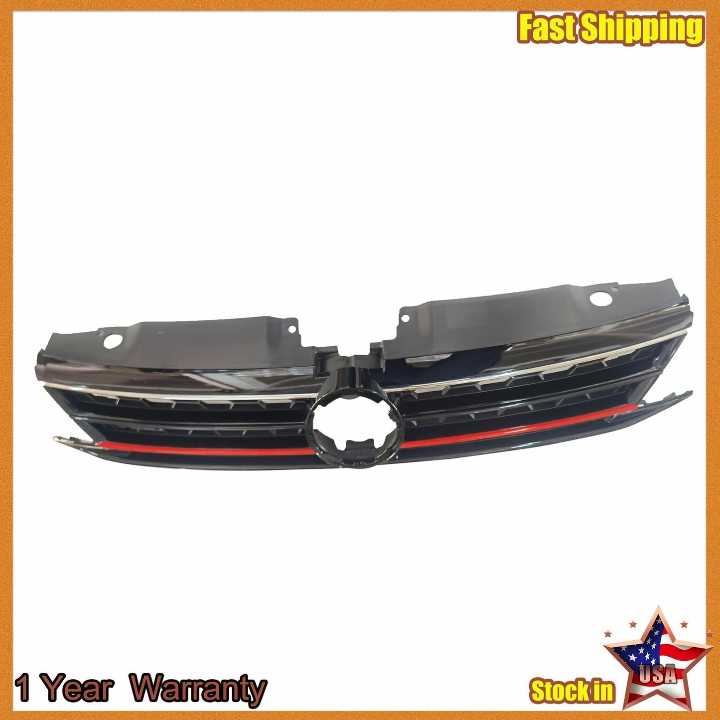 Black w/ Red Trim Honeycomb Grille Fit 2015-2017 VW Volkswagen Jetta