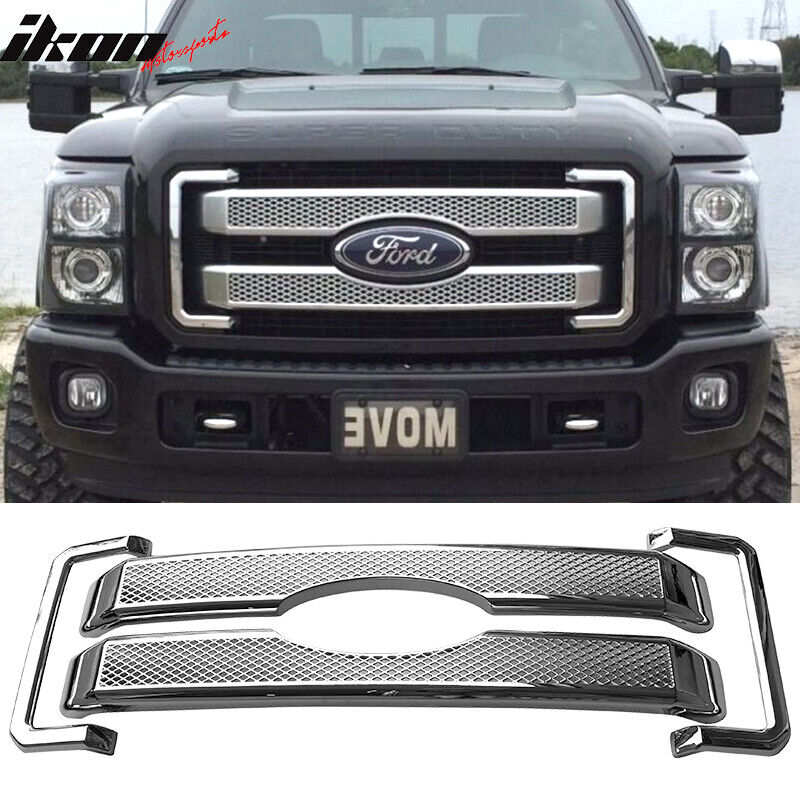 Fits 11-16 Ford F250 350 450 Super Duty 4PCS Moulding Front Mesh Grill Grille
